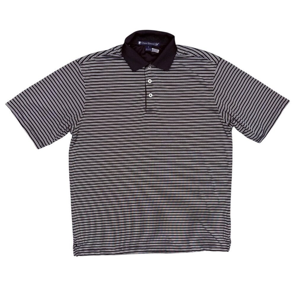 Chase Edward Golf Striped Polo Shirt Short Sleeve Small